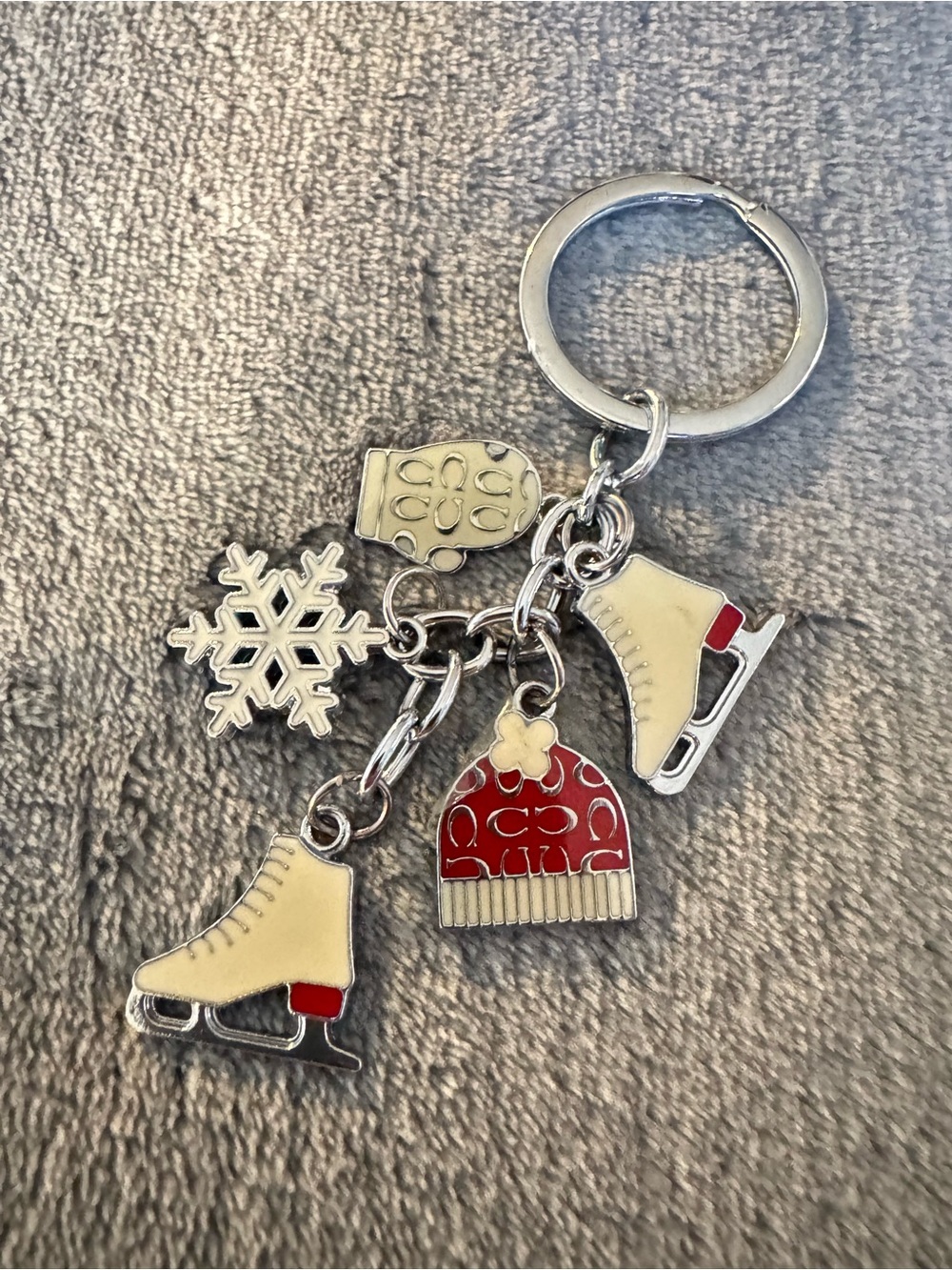 Coach Keyring Silver & Red Winter Ice Skate Charm Purse Keychain